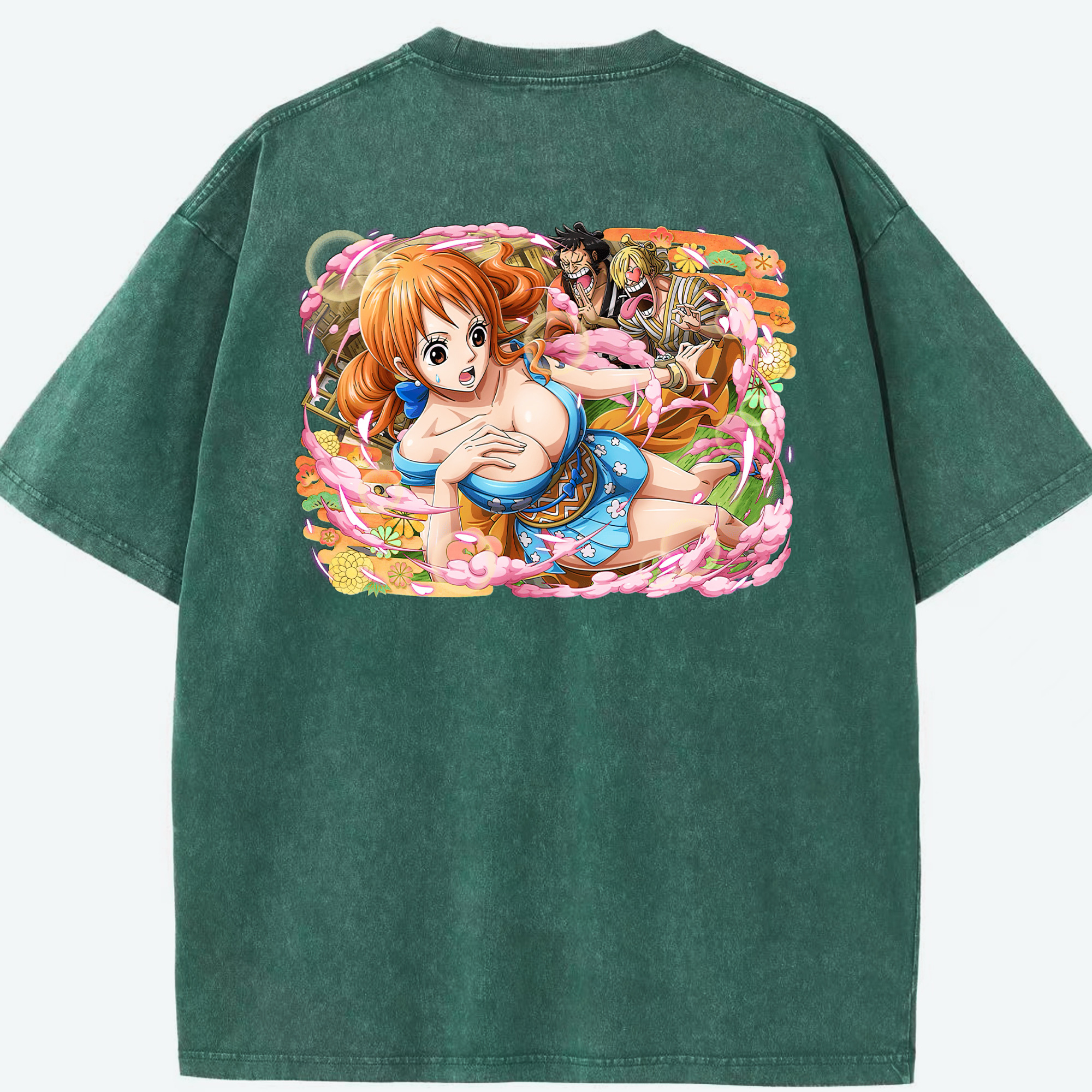 ワンピース ナミ ONE PIECE Nami 綿100% ヴィンテージ風 半袖Tシャツ（背面プリント）